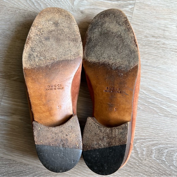 Vintage 80s Gucci Carmel Suede Leather Loafers 41.5 US 8.5 unisex women’s US 10 - Picture 9 of 16